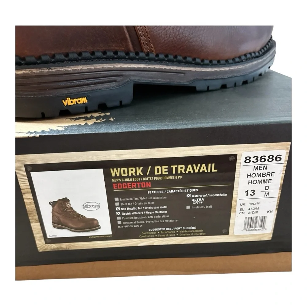 Irish Setter Edgerton 6” Leather Work Boots Size 13  new in Box